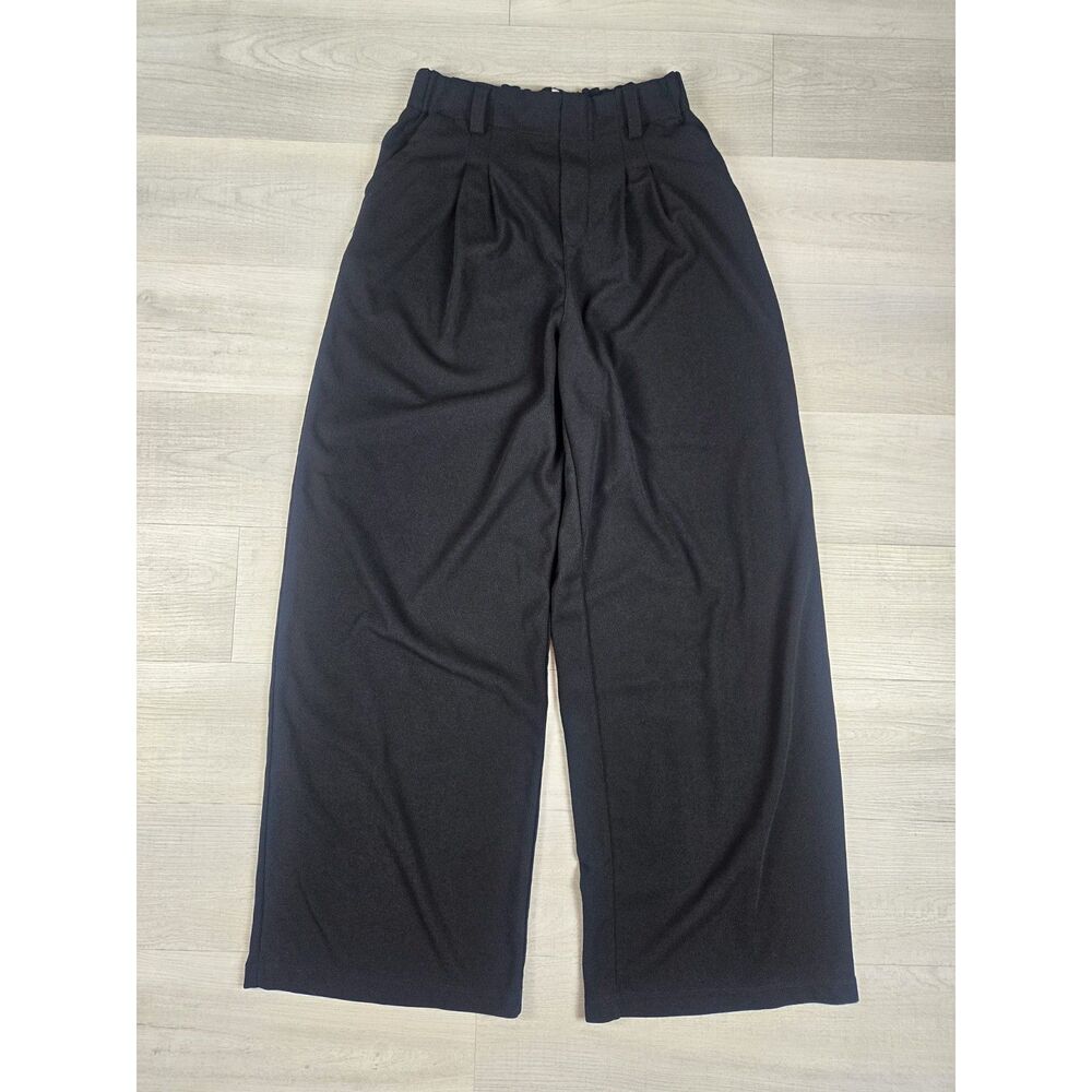 Halara S Black High Waisted Pleated Wide Leg Pants Work Trousers Stretch - Picture 3 of 11